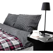 Cofi1453® Wendebettwäsche aus 100% Baumwolle mit Decken- und Kissenbezug Karomuster 200x200 cm
