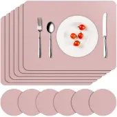 OEM Hitzebeständige Placemats, 6-teilig, rosa, 41x31cm, wasserdicht