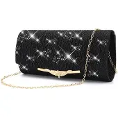 OEM Glitzernde Abendhandtas schwarz mit Kette