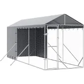 vidaXL Outdoor-Hundezwinger mit Dach Silbern 2x6x2,5m Verzinkter Stahl