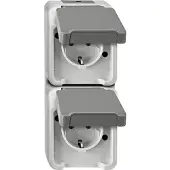 Merten SCHUKO-Doppel-Steckdose lichtgrau MEG2329-8029