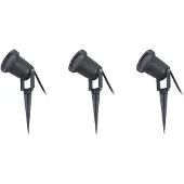 LINDBY Erdspießstrahler Nielas, 3er Set, anthrazit, Stecker