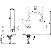 Hansa HANSAVANTIS Küchenarmatur, Niederdruck, Ausladung 247mm, schwenkbarer Auslauf, chrom, 52211167