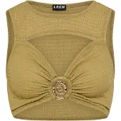 LASCANA Crop-Top aus weicher Crinkleware mit Zieraccessoire