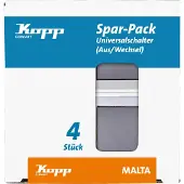 Kopp Universalschalter 4er Set, Aus- und Wechselschalter, Silber-Anthrazit