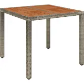 Syfax Gartentisch mit Holzplatte Grau 90x90x75 cm Poly Rattan