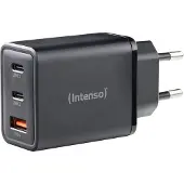 Intenso Ladeadapter „W65ACC GaN“ – 65 W USB-C Power Delivery + USB-A Quick Charge, Schwarz (Retail-Blister)