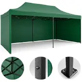 Plonos Gartenpavillon mit 3 Wänden, 3 x 6 m, grün,
