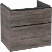 Villeroy & Boch Subway 3.0 Waschbeckenunterschrank, LED-Beleuchtung, 2 Auszüge, 622x576x478mm, C576L1RK, Farbe: Front/Korpus: Stone Oak, Griff: Volcano Black