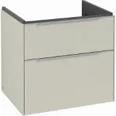 Villeroy & Boch Subway 3.0 Waschbeckenunterschrank, 2 Auszüge, 622x576x478mm, C57600VN, Farbe: Front/Korpus: Cashmere Grey, Griff: Aluminium glänzend