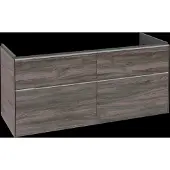Villeroy & Boch Subway 3.0 Waschbeckenunterschrank, LED-Beleuchtung, 4 Auszüge, Waschbecken mittig, 1272x576x478mm, C602L0RK, Farbe: Front/Korpus: Stone Oak, Griff: Aluminium glänzend