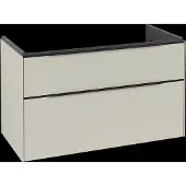 Villeroy & Boch Subway 3.0 Waschbeckenunterschrank, 2 Auszüge, 973x576x478mm, C57001VN, Farbe: Front/Korpus: Cashmere Grey, Griff: Volcano Black