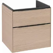 Villeroy & Boch Subway 3.0 Waschbeckenunterschrank, LED-Beleuchtung, 2 Auszüge, 572x576x478mm, C578L1VJ, Farbe: Front/Korpus: Nordic Oak, Griff: Volcano Black