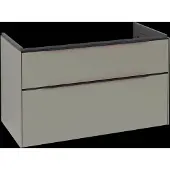 Villeroy & Boch Subway 3.0 Waschbeckenunterschrank, LED-Beleuchtung, 2 Auszüge, 973x576x478mm, C570L1VM, Farbe: Front/Korpus: Taupe, Griff: Volcano Black