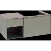 Villeroy & Boch Subway 3.0 Waschbeckenunterschrank, LED-Beleuchtung, 2 Auszüge, Waschbecken rechts, Regalelement unten links, 1001x422,5x516mm, C571L2VM, Farbe: Front/Korpus: Taupe, Griff: Taupe