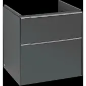 Villeroy & Boch Subway 3.0 Waschbeckenunterschrank, LED-Beleuchtung, 2 Auszüge, 572x576x478mm, C578L0VR, Farbe: Front/Korpus: Graphite, Griff: Aluminium glänzend