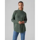 Vero Moda Strickpullover "VMPLAZA LS HIGHNECK LONG PULLOVER GA BOO" Materialmix, loose fit