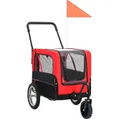 vidaXL 2-in-1 Fahrradanhänger für Hunde und Buggy Rot und Schwarz