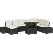 vidaXL Garten-Sofa-Set 11 pcs Schwarz Poly Rattan