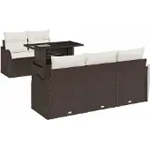 vidaXL Gartensofa-set 6 Stk. Braun Poly Rattan
