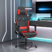 The Living Store Gaming-Stuhl mit Fußstütze Schwarz und Rot Stoff
