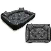 AIO Factory Hundebett, Laufstall, 115 x 95 cm, wasserdicht, silberne Knochen