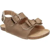 American Club AK06, Mädchen Sandalen Klettverschluss Leder-Einlegesohle bequem, Beige 26
