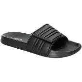 American Club NH210, Herren Pantoletten Klettverschluss leicht Badeschuhe rutschhemmend, Schwarz 41