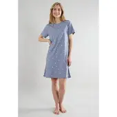 Tom Tailor Nachthemd , Damen, Gr. 38, N-Gr, Single Jersey, blau (blau, mittel, punkte), Single Jersey, Obermaterial: 100% Baumwolle, Kleider Nachthemd, Single Jersey Qualität