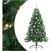 vidaXL Künstlicher vorbeleuchteter Weihnachtsbaum Grün 150 cm PVC