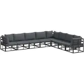 vidaXL Gartensofa-set 8 stk. Schwarz Aluminium