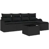 vidaXL Gartensofa-set 6 stk. Schwarz Poly-Rattan