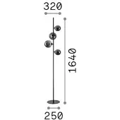 Ideal Lux Stehlampe Perlage messing/amber Höhe 164 cm, 4fl
