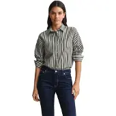 Gant für Damen. 4300214 Grün gestreiftes Hemd (34), Lässig, Baumwolle, Klassisch, Langarm