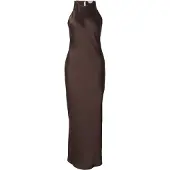 Vila Maxikleid "VIRAVENNA S/L ANKLE DRESS - NOOS/OC", Damen, Gr. 34, N-Gr, braun (coffee bean), Obermaterial: 100% Polyester, unifarben, regular fit lang, Kleider Maxikleid, Kunstfaser, regular fit