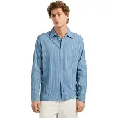Pepe Jeans für Herren. PM3091279 Blaues Kent-Stripe-Hemd (M), Lässig, Denim, Langarm
