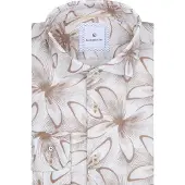 Blue industry Bedrucktes Leinenhemd Beige