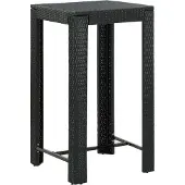 Syfax Garten-Bartisch Schwarz 60,5x60,5x110,5 cm Poly Rattan