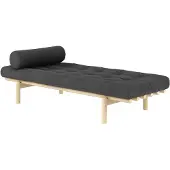 Karup Daybed DESIGN "Next", grau (holzkohle, klarlackiert kieferholz), B:75cm H:37cm L:200cm, Daybetten, Daybed, aus massiven Kiefernholz, inkl. Futonmatratze und Kissen