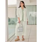 Sheego Longtop "Blusentop Blusentop mit verlängerter Rückenpartie", Damen, Gr. 44, grün (eucalyptus, ecru, bedruckt), Web, Stoff, , Modisch, Rundhals, Tops Longtop