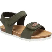 American Club AK07, Kinder Sandalen Klettverschluss Leder-Einlegesohle bequem, Grün 27