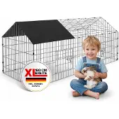 Cadoca Freilaufgehege 180x75x75cm Sonnenschutz Auslauf Garten Kaninchenstall Hasenstall Kleintierauslauf Dachstoff Schwarz