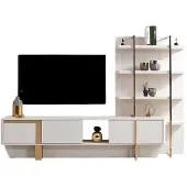 JVmoebel Wohnwand Moderner Stil Beige Farbe Geräumige Wohnwand Elegantes Design