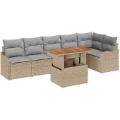 vidaXL Garten-Sofa-Set 7 stk. 6-Sitzanzahl Beige und Hellgrau