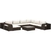 Syfax 10-tlg. Garten-Lounge-Set mit Auflagen Poly Rattan Braun