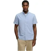 Superdry für Herren. M4011101A Schickes blaues Oxford-Hemd (L), Lässig, Baumwolle, Kurzarm