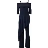 HEINE Jumpsuit "Overall Overall mit Carmen-Ausschnitt", Damen, Gr. 34, N-Gr, nachtblau, Elegant, Carmenausschnitt, Overalls Jumpsuit