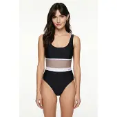 JOOP! Badeanzug JOOP "Color Block", Damen, Gr. 40, N-Gr, schwarz (schwarz beauty), Obermaterial: 82% Polyamid, 18% Elasthan, Badeanzüge Badeanzug