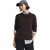 Gant für Damen. 4805315 Zopfmuster-Pullover braun (L), Lässig, Wolle, Klassisch