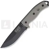 ESEE Model 5, serrated, black/OD green, black kydex sheath